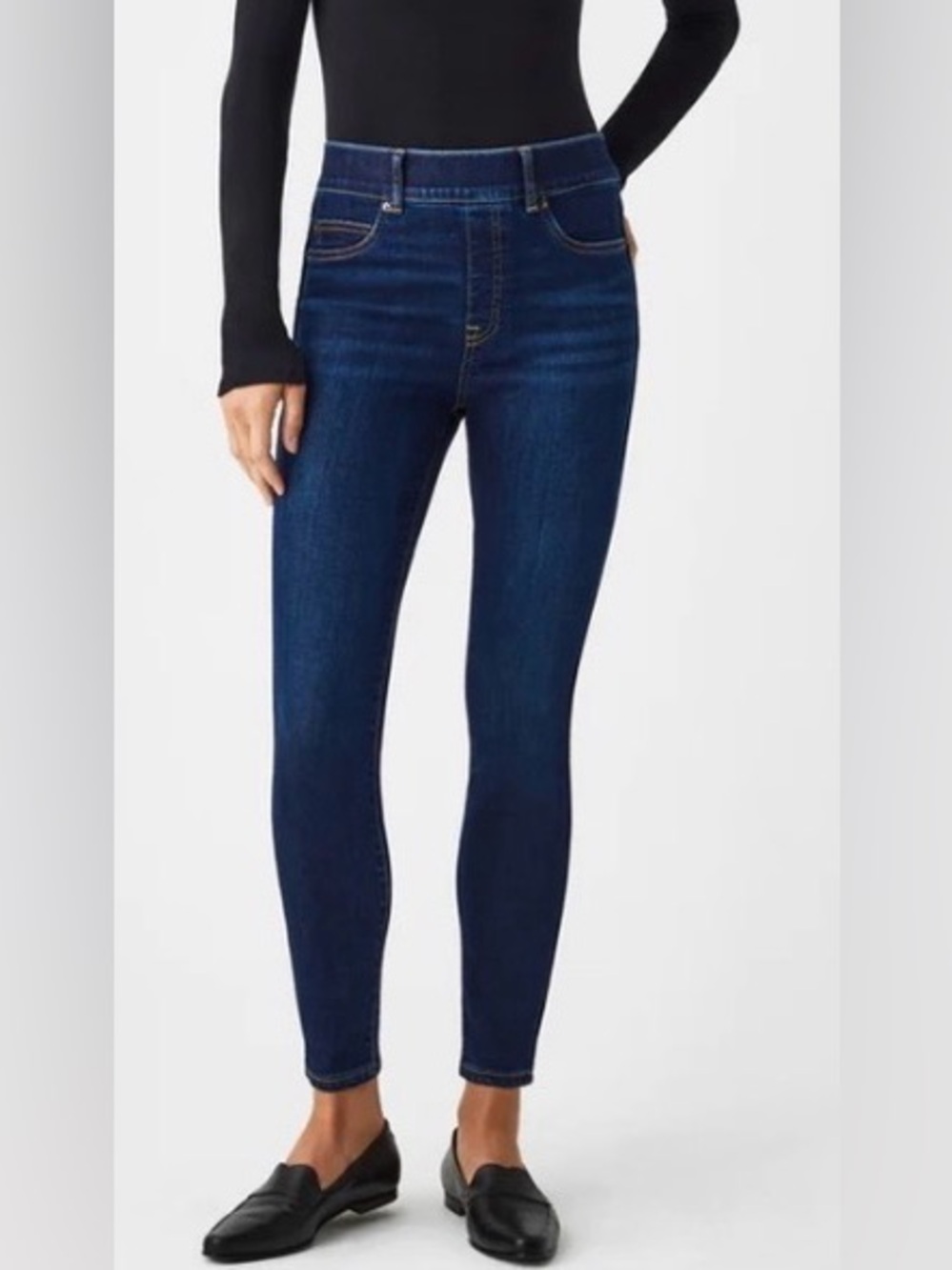 SPANX Ankle Skinny Jeans in Medium Blue Wash Size Medium Tall